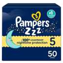 Pampers ZZZ Overnight Diapers, Size 5 (27+ lbs), 50 Count, Nighttime Protection Disposable Baby Diaper, Night Time Leak and Skin Protection