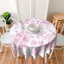 Pink Floral Tablecloth 70 Inch Round Vintage Chinoiserie Flower Table Cloth Spring Decorative Polyester Stain Resistance Round Table Cover for Party Picnic Kitchen Decoration Outdoor Indoor