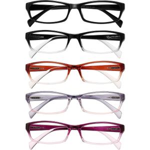 Gaoye 2.0 Reading Glasses for Women, 5 pack Fashion Readers for Women Spring Hinge Eye Glasses, Blue Light Reading Glasses