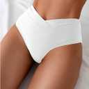 OYOANGLE Women's High Rise Swimsuit Bikini Bathing Suit Bottoms V Waisted Hipster Booty Swim Briefs (White, S)