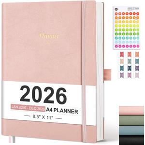 AHGXG 2026 Planner, Weekly and Monthly, Large A4 8.5"x11", Planner 2026-2027, Calendar 15-Months Jan 2026 - Mar 2027, Vegan Leather Softcover, Inner Pocket, Rose Gold