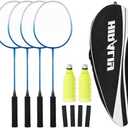 HIRALIY Badminton Rackets Set for Backyards, Lightweight Badminton Set of 2/4, Includ Rackets, Birdies, 1 Carrying Bag, Outdoor Games for Adults Family Kids Beginners
