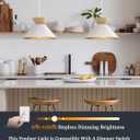 ELYONA 3 Pack Modern Pendant Light Fixtures Solid Wood Ceiling Hanging Lamp Matte White Metal & Gold Inner Finish Nordic Pendant Light for Farmhouse Kitchen Island Dining Room Bedroom Living Room