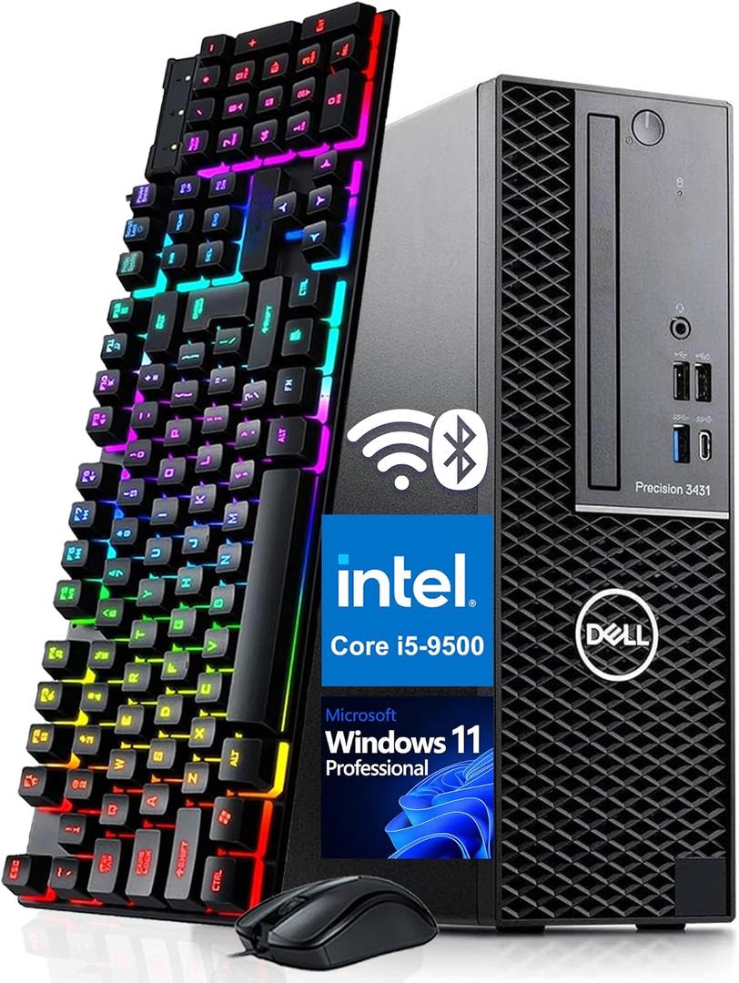 Dell Precision 3431 SFF Desktop Computer, 9th Gen Hexa-Core i5-9500 up to 4.4GHz Workstation PC, 8GB DDR4, 256GB SSD, Keyboard and Mouse, WiFi, BT, Windows 11 Pro 