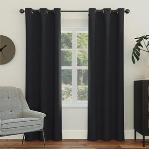 Sun Zero Easton Energy Saving Blackout Grommet Curtain Panel, 40" x 95", Black