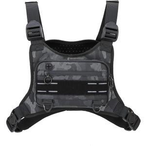 Muserise Sports Chest Bag For Men Women, Water Resistant Lightweight Front Chest Pack, Running Vest Bag With Built-In Phone Holder & Extra Storage For Workouts, Running, Cycling (Camo)