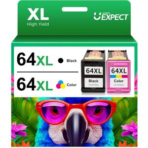 64XL Ink Cartridge Combo Pack Replacement for HP 64 Ink Cartridges Black and Color Combo Pack Compatible for HP 64 Ink Fits for HP Envy Photo 7855 7858 7155 7120 7800 6252 6255 7158 7100 Tango Printer