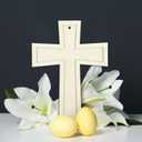 Beeveer 24 Pcs Unfinished Wooden Crosses for Crafts 8.9 x 6.5 Inch Unpainted Large Blank Wooden Layered Cross for Sunday Crafts DIY Church Home Wall Decoration with String (Classic)