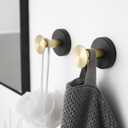 Hiendure Towel Hook Gold Black Robe Hook 4pcs - Wall Mounted Bathroom Towel Hook Clothes Coat Hook for Living Room Kitchen Heavy Duty Door Hanger Stainless Steel