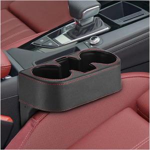 Car Cup Holder, PU Leather Auto Front Console Gap Filler Organizer, Multifunctional Cup Drink Holder, Car Seat Gap Filler Storage Box, Coin Bucket, Cell Mobile Phone Holder (Black)