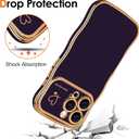 Hython for iPhone 16 Pro Case Wave Wavy Phone Cases with Love Heart, Luxury Plating Edge Cute Curly Shape Cover for Women Girls, Thin Slim Soft TPU Rubber Shockproof Protective Cover, Dark Purple