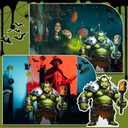 Amyhill 3.7 ft Orc Warrior Cardboard Cutout Life Size Stand up Halloween Angry Evil Green Ogre Backdrop Photo Props Standup for Fantasy Themed Halloween Party Decoration