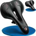 Topcrown Bike Seat, Comfort Wide Bicycle Seat for Men Women, Waterproof Bike Saddle with Dual Shock-Absorbing Balls & Memory Foam Cushion Fit for Mountain, Road, Stationary, Exercise Bike