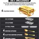 Chafing Dishes for Buffet, 8 Qt High Grade Chafing Dish Buffet Set, Rolled-Edge Design Food Warmers for Parties, Buffet, Wedding, Birthday, Camping 4 Pack 7 Pans [Gold]