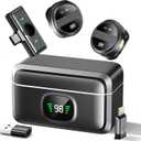 Wireless Lavalier Microphone for iPhone 15 & Android, USB C Mini Lapel Microphone Wireless, Hi-Fi Audio, 1200 inch Range, Noise Cancelling, 60H Battery Life, for Interview, Streaming, Video Recording