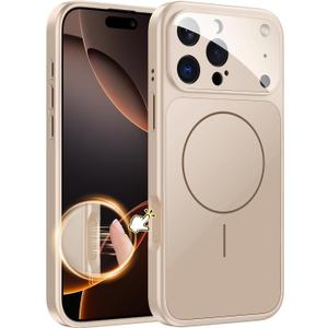 TOBOVON Magnetic for iPhone 16 Pro Case with Camera Lens Protector, Compatible with MagSafe, Camera Control Button, Slim Shockproof Phone Cover for iPhone16 Pro, Gold