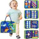Winblo Toddler Busy Board - Montessori Toys for Toddler Boy Birthday Gift, Educational Learning Sensory Busy Book for Toddler Boys, Toddlers Activities Toy for Airplane Car Travel