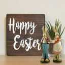 Easter Bunny Decorations Couple Rabbit Holding Bird Chutes and Carrot, Hand-Painted Crafts Statue, Spring Easter Bunny Figurine-9''H