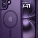 Thomo Magnetic for iPhone 16 Case, [Full Camera Protection] [Compatible with Magsafe] Military-Grade Shockproof, Anti-Fingerprint Translucent Matte Phone Case,Deep Purple