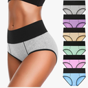 Eiggam Underwear for Women Cotton High Waist Panties Full Coverage Briefs Soft Strech Ladies Breathable Panties, Pack of 6 ,XL