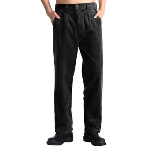 IDEALSANXUN Mens Corduroy Pants Casual Straight Leg Pleated Dress Pants (42W x 30L, )