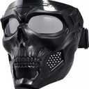 Motorcycle Face Mask Full Face,Dirt Bike Goggles Motocross, ATV, Offroad, Riding Racing Goggles for Men Women (Skull-ClearLens)