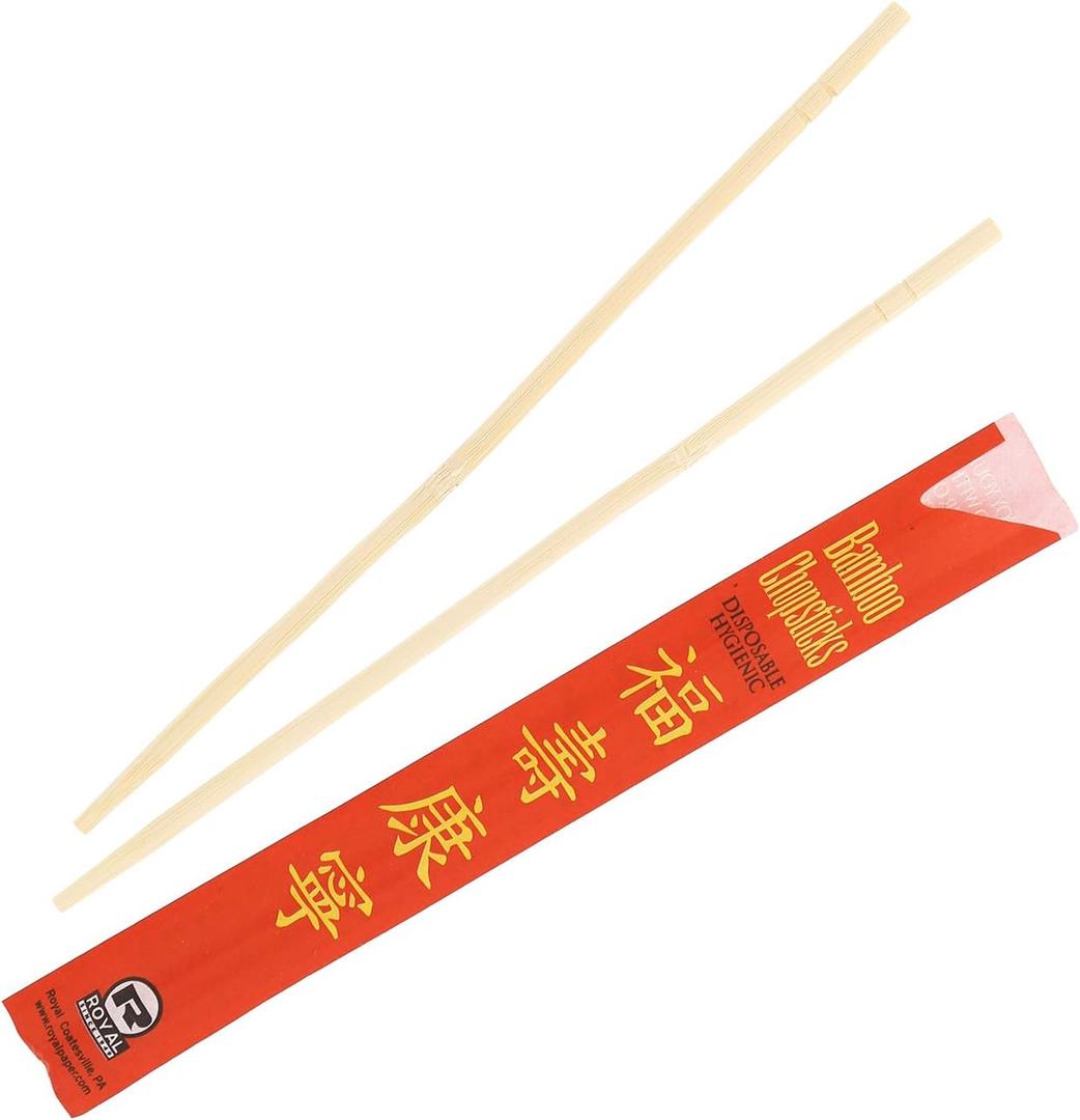 Royal Premium Disposable Bamboo Chopsticks, 9" Sleeved and Separated, UV Treated, Bag of 100