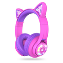 iClever Cat Ear Kids Bluetooth Headphones, LED Lights Up, 74/85dBA Safe Volume Limited, 50H Playtime, Bluetooth 5.2, USB C, Kids Headphones Wireless for Travel iPad Tablet, Meow Macaron Hot Pink