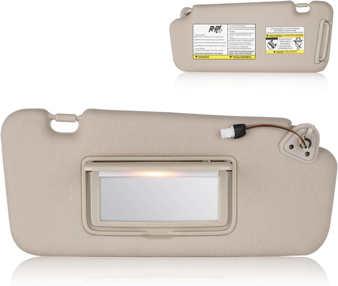 Sun Visor for Nissan Murano 2009-2014 with Light, Right Passenger Side Beige SunVisor Replacement 96400-1AA1B, Stretchable Design