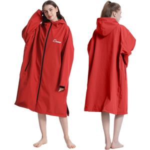 Oksun Oversized Waterproof Swim Parka: Windproof Warm Swimming Coat - Water Resistant Jacket - Thin Fleece Lined Surf Poncho, S-M