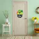 2 x St. Patrick's Day Shamrock Wooden Door Hanging Sign - Lucky Irish Welcome Decor with Rope, Handmade Wood Wreath for Front Door Wall Home Decorations, St. Paddy's Party Housewarming Gift