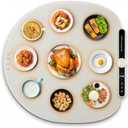 Round Food Warming Mat XXL 27.5''x27.5'' (Beige) - Electric Food Warming Tray with 9 Temp Levels - Silicone Food Warmers for Parties Buffet with Timer, Child Lock & Fast Heating