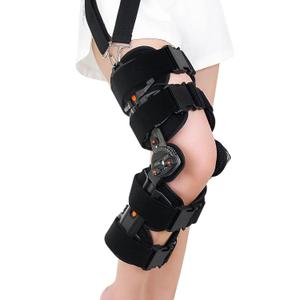 Hinged ROM Knee Brace,Unloader Knee Brace,Knee Immobilizer Brace,ACL, MCL and PCL Injury, Adjustable Orthopedic Support Stabilizer After Surgery, Women and Men-Multi-Angle Adjustment (One Size, Orange Black)