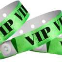 100 WristCo Holographic Green VIP Plastic Wristbands - Wristbands for Events