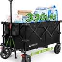 Hikenture 330lbs Collapsible Wagon Cart, Ultra-Large Wagons Carts Foldable Heavy Duty, Utility All Terrain Folding Wagon with Wheels for Groceries, Garden, Sports, Beach, Shopping, Black