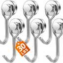 FINDMAG Magnetic Hooks, 30lbs+ Strong Magnetic Hooks for Refrigerator, 2026 Cruise Ship Essentials, Magnet Hooks Heavy Duty for Kitchen, Home, Classroom, Whiteboard, Beach Vacation (6 Pack, Silver)