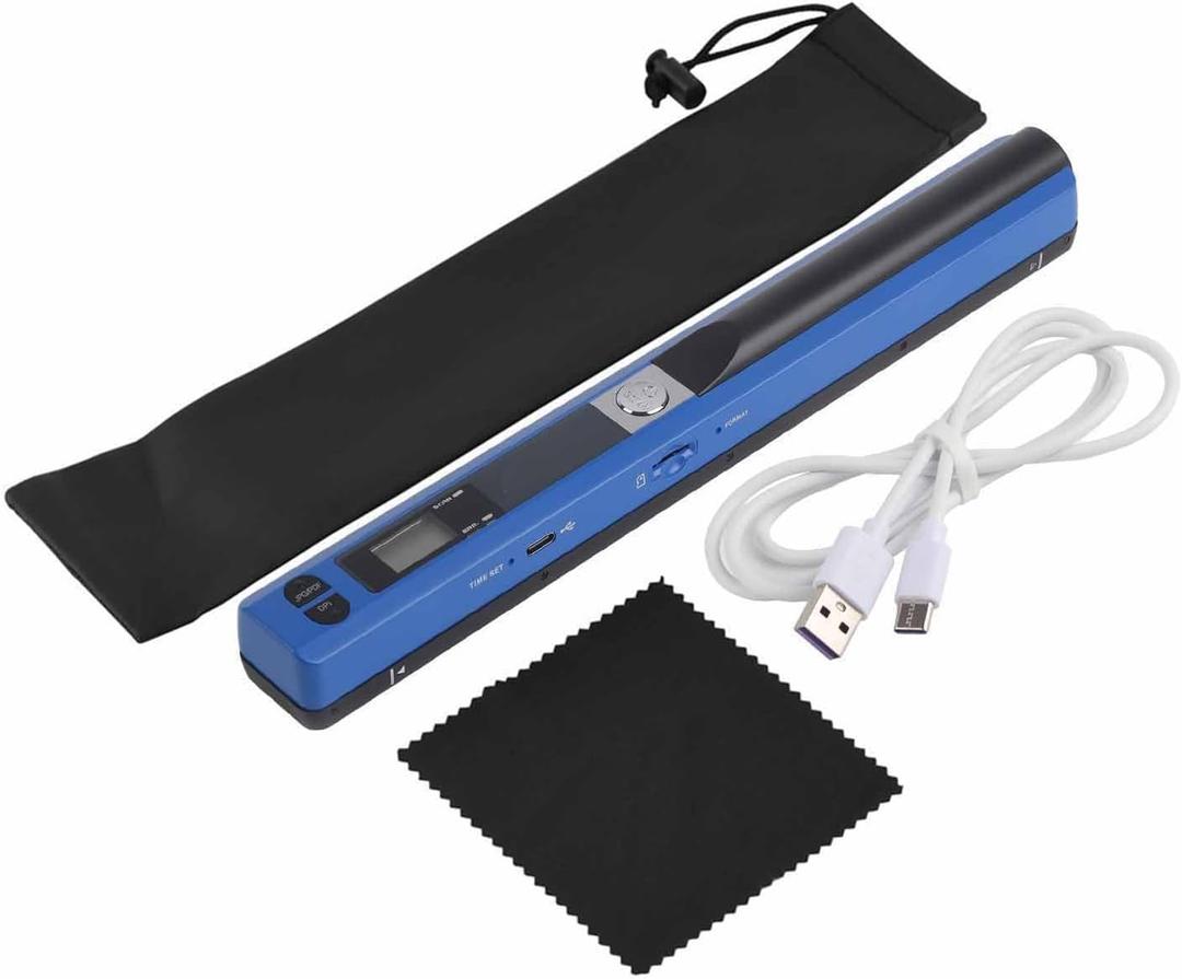 Portable Scanner, USB 2.0 Photo Scanner for Documents Pictures Pages Texts, Portable Handheld Scanner for Documents Photo Receipt, JPG/PDF Format Selection, UP to 900 DPI(Blue)