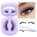 Lanflower Magnetic Eyelashes Natural Look, Reusable Magnetic Eyelashes with Applicator, No Need Glue Magnetic Lashes, Natural Wispy Cat Eye False Eyelashes with Magnets, Waterproof, Easy to Apply