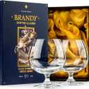 Large 21 oz Crystal Brandy and Cognac Snifter Glasses | Set of 2 Short Stem Giant Sniffer Bowls | Drinking and Tasting Glassware for Bourbon, Scotch, Tequila, Armagnac, Rum, Beer, Liquor