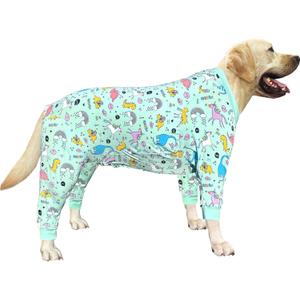 Dog Cotton Pajamas with Dinosaur Pattern, Rainbow, Unicorn Onesie Jumpsuit for Dogs Full Coverage Sleeper Pets Shirts pjs (XL,Blue Dinosaur)