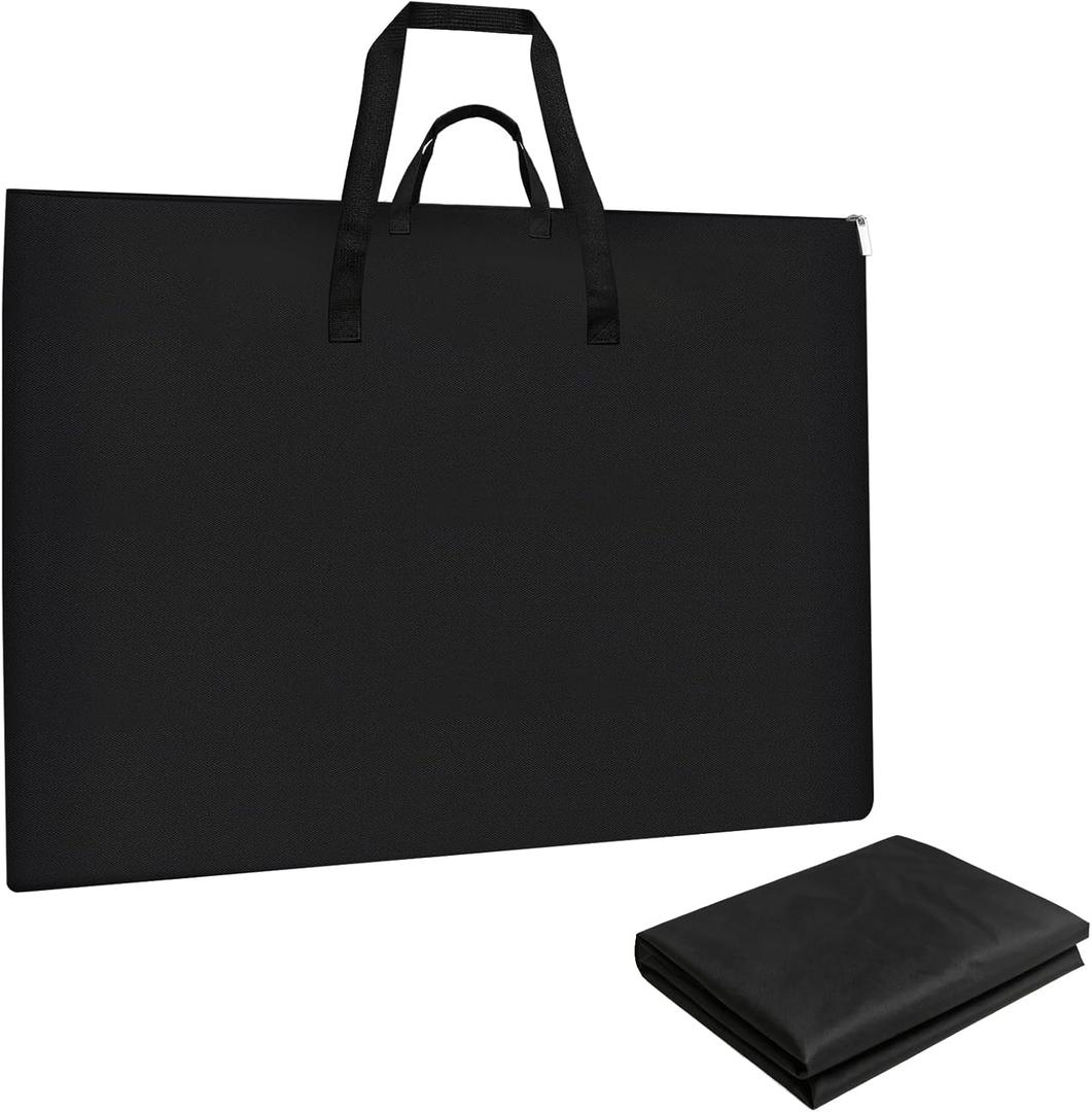 ZKOO Light Weight Art Portfolio Bag, 36 x 48 Extra Large Art Portfolio Case Light Weight Waterproof Poster, Studio Collection Tote for Artwork, Poster, Sketch Drawing, Canvas (36"*48"-Black)