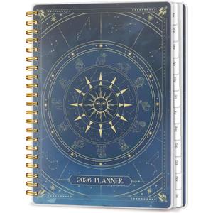 2026 Planner, Weekly and Monthly Planners with Tabs, A5 Spiral Bound Daily Calendar 2026 Planner, 12 Month Agenda Organizers from Jan. to Dec., Flexible Cover Appointment Book(Blue Tarrow)
