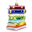 REXTOXA Stack of Books Glass Blown Christmas Ornament 2025 – Book Lover Gifts for Women, Readers, Bookworms, Book Club, Bookish Decor, Librarian Gift Ideas – 4.33 × 3.54 × 3.54 Inches with Display Box