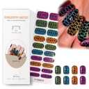 RUOKEXIN Semi Cured Gel Nail Strips Long Lasting Chip Resistant Semi-Cured Gel Nail Strips Uv Nails Strip with Glitter Leopard Print Designs Fall Gels Nails Wraps for Women 20Pcs