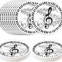 SietDESEO 50 PCS Musical Note Paper Plates 7 Inch Disposable Dinner Plate Piano Dessert Plates for Birthday Baby Shower Music Themed Party Supplies