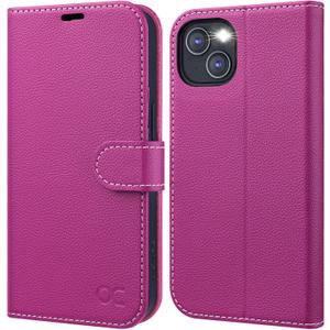 OCASE Compatible with iPhone 13 Wallet Case, PU Leather Flip Folio Case with Card Holders RFID Blocking Kickstand [Shockproof TPU Inner Shell] Phone Cover 6.1 Inch 2021 (Litchi Rose)