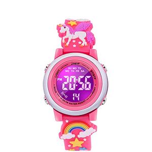 VAPCUFF Unicorn Watch for Girls Age 3-10 - Birthday Gift for Toddler and Kids, Red