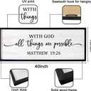 With God All Things are Possible Framed Wall Art, 40'x'15'' Positive Holy Religious Rustic Bible Verse for Christian God Jesus Christ Prayer, Vintage Horizontal Inspirational Catholic Scripture Decor