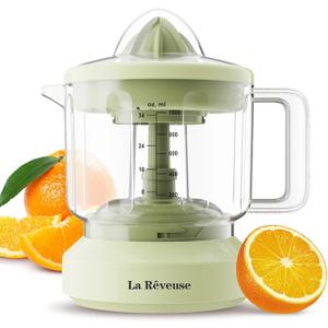 La Reveuse Electric Citrus Juicer 34 oz for Grapefruit Orange Lemon Lime Juice, 40W, Grayish Yellow