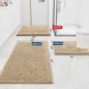 Smiry Luxury Chenille Bathroom Rugs 59x35, Extra Soft and Absorbent Shaggy Bath Mat, Machine Washable, Non-Slip Plush Carpet Runner for Tub, Shower, and Floor, Home Decor Accessories, Beige